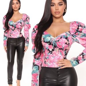Floral Puff Sleeve Top